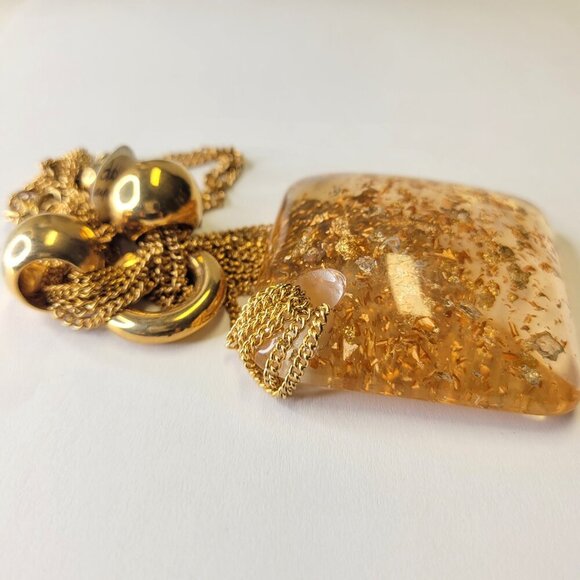 Statement Choker Gold Confetti Clear Pendant Necklace Choker Necklace - Picture 5 of 11